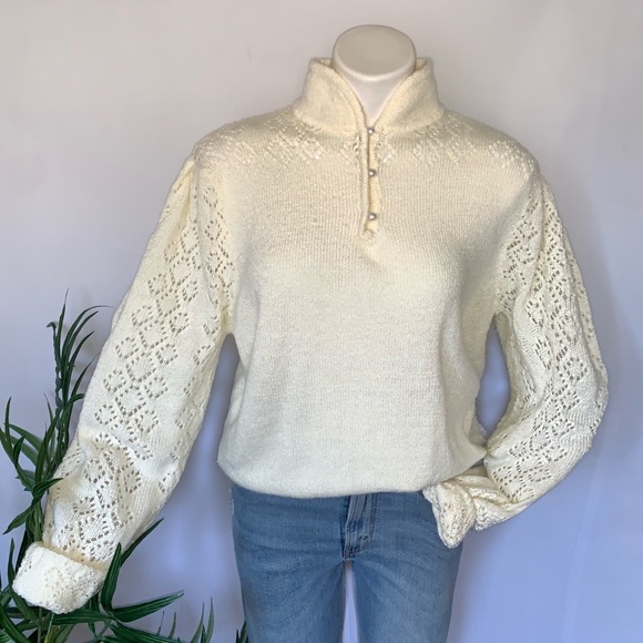 v i n t a g e :: Whimsical Pastel Eyelet Granny Knit Sweater - Picture 10 of 16